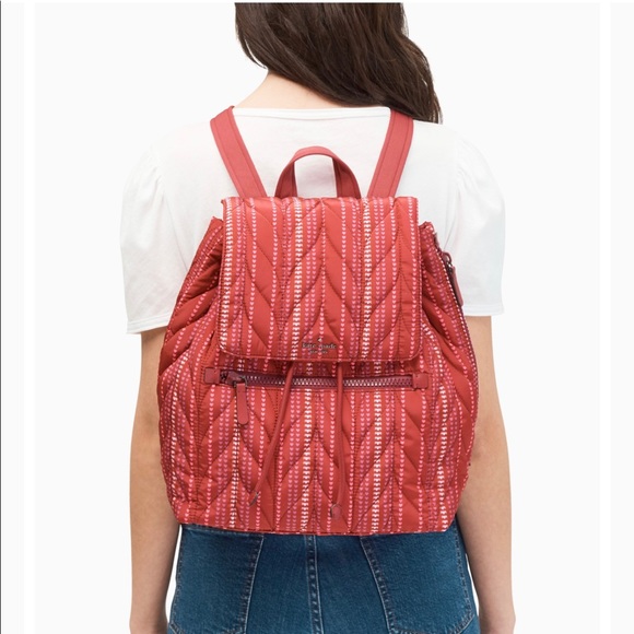 Kate Spade Ellie heart quilted backpack cranberry - Picture 4 of 11